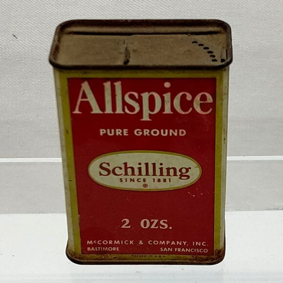 Schilling Allspice Pure Ground 2 Oz. Tin Can Container Vintage Kitchen Decor VTG - Picture 1 of 6